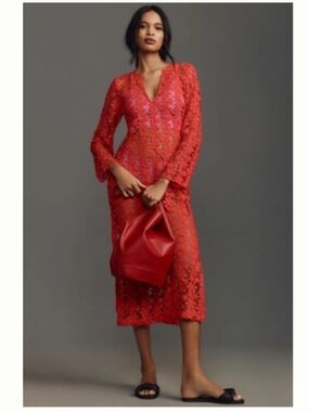 By Anthropologie 3D Floral Kaftan Midi